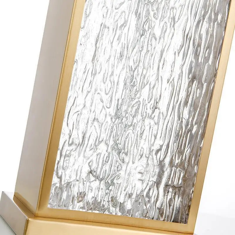 Modern Minimalist Luxury Table Lamp Corrugated Glass Gold Frame Led Desk Light for Bedroom Bedside Study Living Room Home Decor