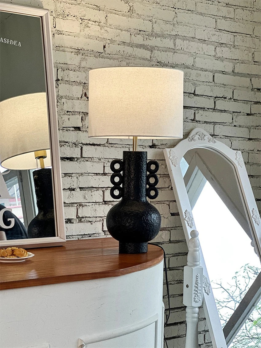 Living room antique table lamps wabi-sabi style hotel bedroom bedside new Chinese ornaments resin tabletop decor desk lights