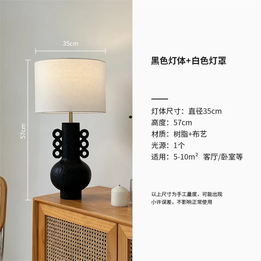 Living room antique table lamps wabi-sabi style hotel bedroom bedside new Chinese ornaments resin tabletop decor desk lights