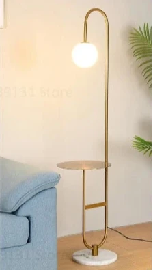 Modern Floor Lamp Nordic Standing Lamp with Round Table Art Deco Floor Lamps for Living Room LED Sofa Floor Lights for Tea Table