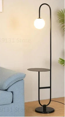 Modern Floor Lamp Nordic Standing Lamp with Round Table Art Deco Floor Lamps for Living Room LED Sofa Floor Lights for Tea Table