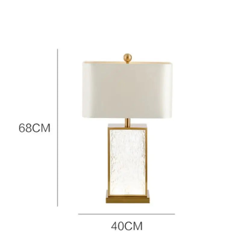 Modern Minimalist Luxury Table Lamp Corrugated Glass Gold Frame Led Desk Light for Bedroom Bedside Study Living Room Home Decor