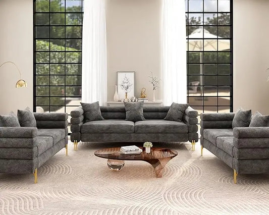 Modern Sofa Couch, 24''Extra Deep Seat Sofa for Living Room, 85 inch Oversized Sofa, 3 Seat Sofa, Sectional Couch Set